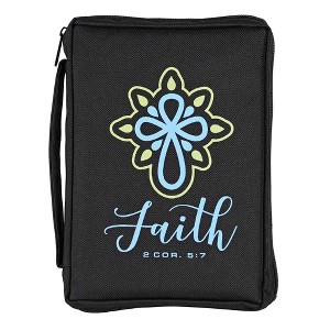 Dicksons Cross Faith 2 Cor. 5:7, Black/Blue 10.5 x 7.5 Inch Polyester Zipper Bible Case Cover - 1 of 3