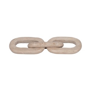 Decorative Object Stone Travertine Chain Link Accent Glam Style for Home Office Bedroom Living Room Decor - 2" Tan - 1 of 4
