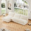 Upholstered Sectional Sofa, 3 Seater Armless Sectional Sofa with Reversible Ottoman, Sectional Sofas with Corduroy Fabric-Cuddlewood - 3 of 4