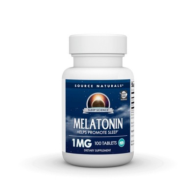 Melatonin Tablets 1mg - Tablet by Source Naturals, Inc.  -  100 Tablet