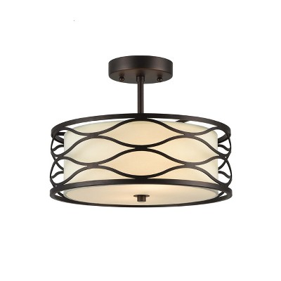 Chloe Lighting Gwen Transitional 2 Light Rubbed Bronze Semi-Flush Ceiling Fixture 13" Wide