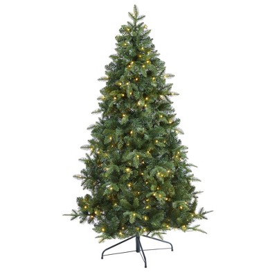 6ft Nearly Natural Pre-Lit LED Grand Teton Spruce Flat Back Artificial Christmas Tree Clear Lights