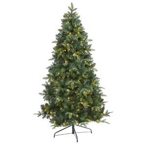 6ft Nearly Natural Pre-Lit LED Grand Teton Spruce Flat Back Artificial Christmas Tree Clear Lights - 1 of 4
