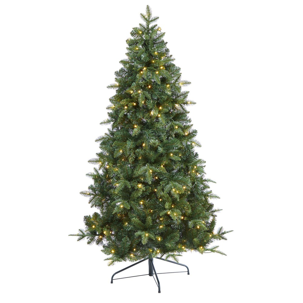 Photos - Garden & Outdoor Decoration 6ft Nearly Natural Pre-Lit LED Grand Teton Spruce Flat Back Artificial Chr