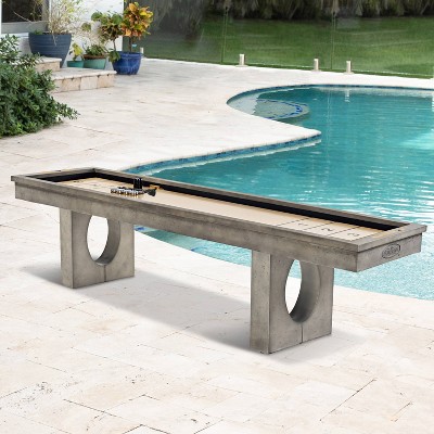 Aurora 11 Ft Gray Outdoor Shuffleboard Table with MDF Playfield
