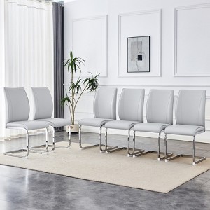 FONTOI 6PCS Arch Dining Chairs with High Resilience, Dining Chair with Arched Metal Legs for Living Room, Gray&Silver, 21.6"*39"*17.3" - 1 of 4