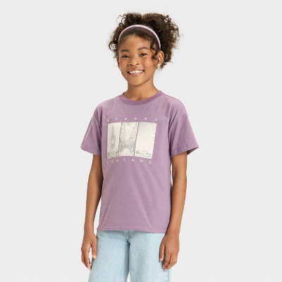 Girls' Short Sleeve Oversized London Graphic T-Shirt - Cat & Jack™ Purple