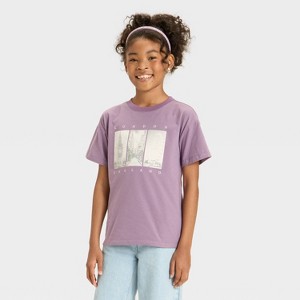 Girls' Short Sleeve Oversized London Graphic T-Shirt - Cat & Jack™ Purple - 1 of 4
