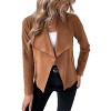 Coolmee Womens Faux Suede Jackets Dressy Casual Lapel Long Sleeve Open Front Cropped Outerwear Coats with Pocket - 2 of 4
