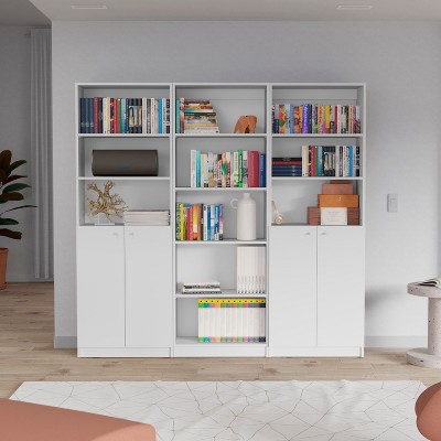 NicBex Bookcases for Home Office 3 Piece Bookcase Set 74.1" Wide Storage Cabinet Bookshelf with 14 Shelves for Living Room and Bedroom
