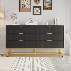 Garvee 6-Drawer Black Small Dresser with Rust-Resistant Painted Engineered Wood – Compact Chest for Living Room, Bedroom, or Entryway - 1 of 4