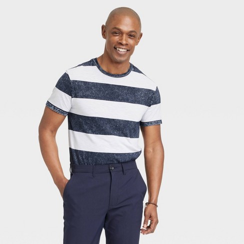 Blue and white striped t clearance shirt mens