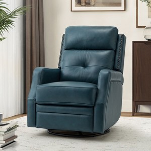 Basilio 28.74 W Tufted Genuine Leather Swivel Rocker Recliner with Nailhead Trims| ART OF LIVING DESIGNS - 1 of 4