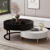 Vynxaria White & Black Round Lift-Top Coffee Tables ¨C 31.5" Nesting Set with 2 Drawers - 2 of 4