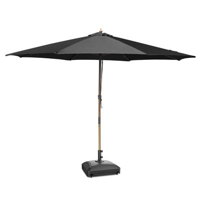 Yescom 13ft XL Heavy Duty Solid Wood Outdoor Patio Umbrella with Base Parasol Wheels Stand for Bistro Market Table Garden Deck Yard Poolside
