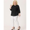 Agnes Orinda Women's Plus Size Stylish Tie Neck 3/4 Ruffle Sleeves Work Office Blouses - 3 of 4