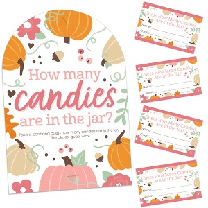 Big Dot of Happiness Girl Little Pumpkin - How Many Candies Fall Birthday Party or Baby Shower Game - 1 Stand and 40 Cards - Candy Guessing Game - 1 of 4