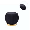 Simple Relax Upholstered Round Ottoman with Metal Base in Black and Gold - 3 of 4