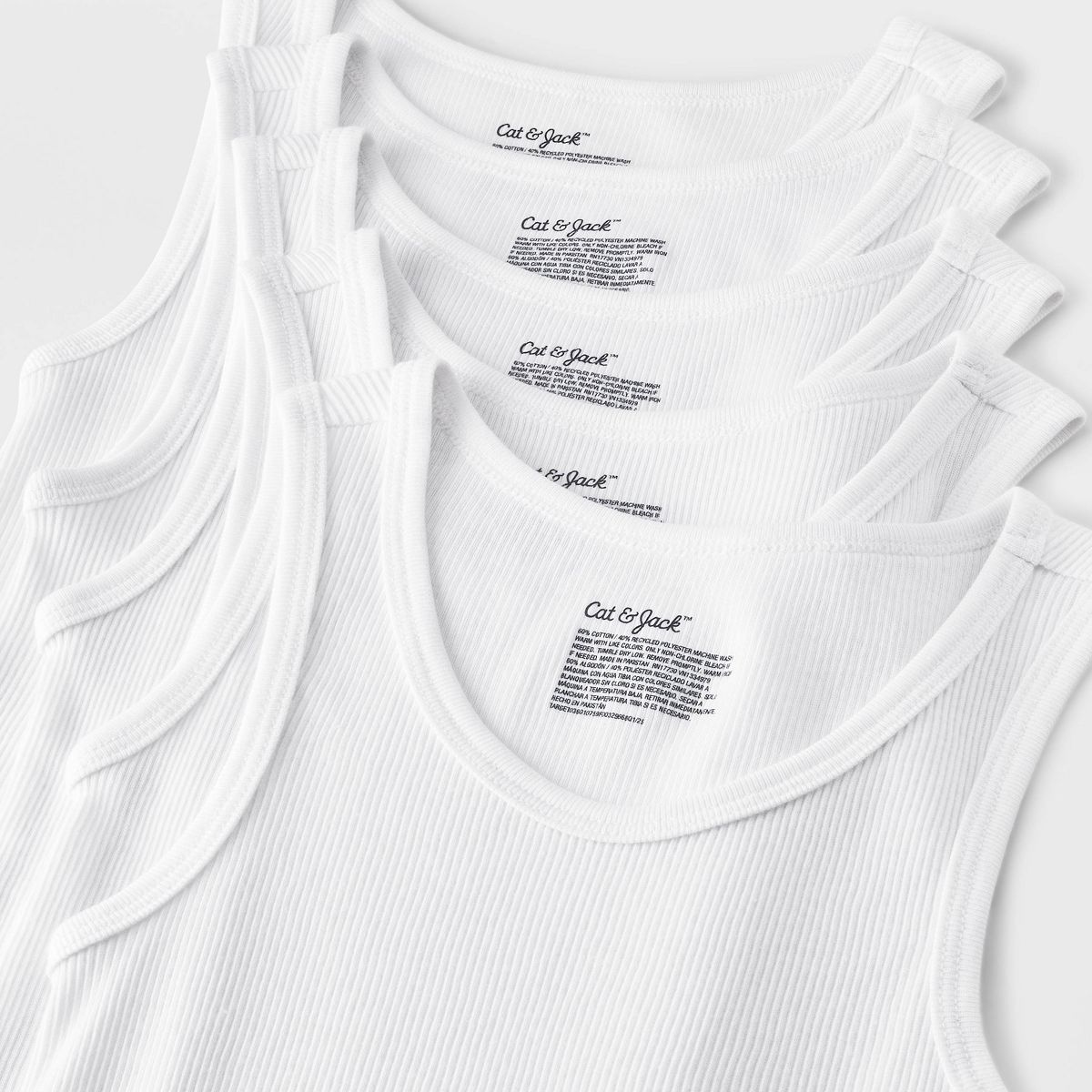 Boys' 5pk Tank Tops - Cat & Jack™ White - thumbnail 4