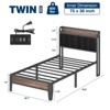 Lusimo Twin Bed Frame Upholstered Platform Bed with Storage Headboard and Charging Station - 3 of 4