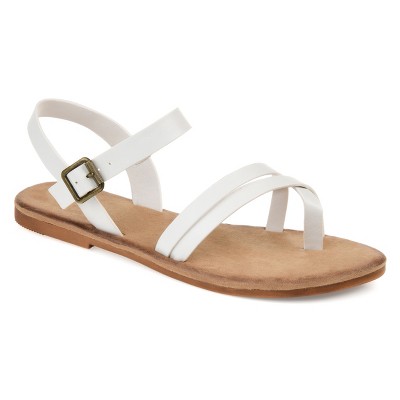 Journee Collection Womens Vasek Ankle Strap Flat Sandals White 12 : Target