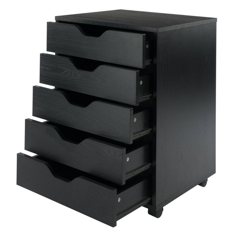 Halifax 5 Drawer Cabinet with Casters Black - Winsome, 3 of 12