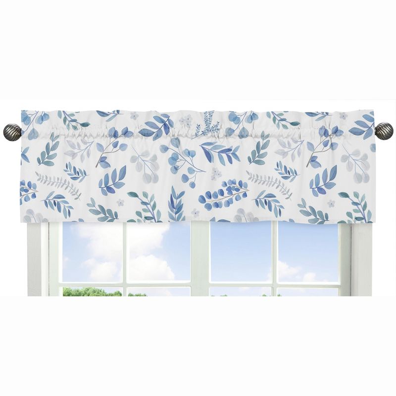 Sweet Jojo Designs Window Valance Treatment 54in. Botanical Blue and White, 1 of 5