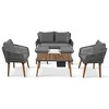 Nestfair 6pc Metal Frame Rope Patio Set with Wood Cool Bar Table and 2 Stools and Cushions Gray - 4 of 4