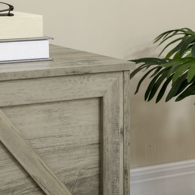 Gray Farmhouse Wooden Storage Chest with Lift Top and Safety Hinge
