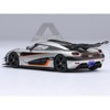 Koenigsegg One:1 Moon Gray Metallic with Carbon and Orange Stripes 1/64 Diecast Model Car by Autoart - 3 of 4