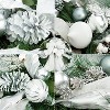 COZONY 16/24/30" Pre-Lit Christmas Wreath with 40 LED Lights – Silver & White Ornaments, Timer, 8 Modes, Holiday Door Decoration - 3 of 4