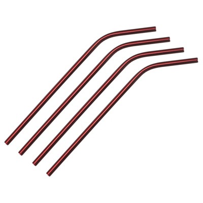 Unique Bargains Smooth Cocktail Coffee Juice Reusable Metal Straws 4 Pcs