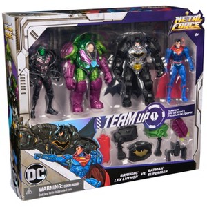 Metal Force Team Up Brainiac and Lex Luthor vs Batman and Superman Set Action Figures with Exclusive Accessories, Includes Character Cards - 1 of 4