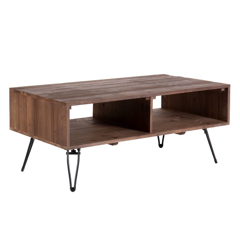 42&#34; Reclaimed Wood Rectangle Farmhouse Coffee Table with Metal Legs and Storage Natural/Brown - The Urban Port, 3 of 15