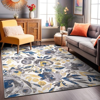 Vintage Floral Cream Synthetic Rectangular Area Rug 7'10" x 10'