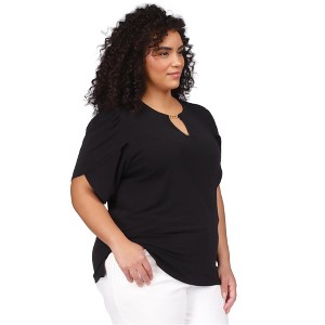 Michael Kors Womens Jersey Chain Neck Petal Sleeve Knit Blouse - 1 of 1