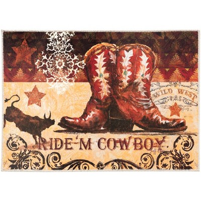 Olivia's Home Ride 'Em Cowboy Doormat – 22" x 32", Western Theme Coir Mat with Durable Backing