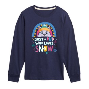 Boys' - Paw Patrol - Just A Pup Who Loves Snow Long Sleeve Graphic T-Shirt - 1 of 4