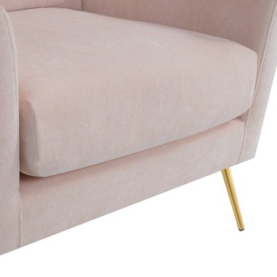 Luxurious Mid-Century Blush Accent Chair with Gold Legs