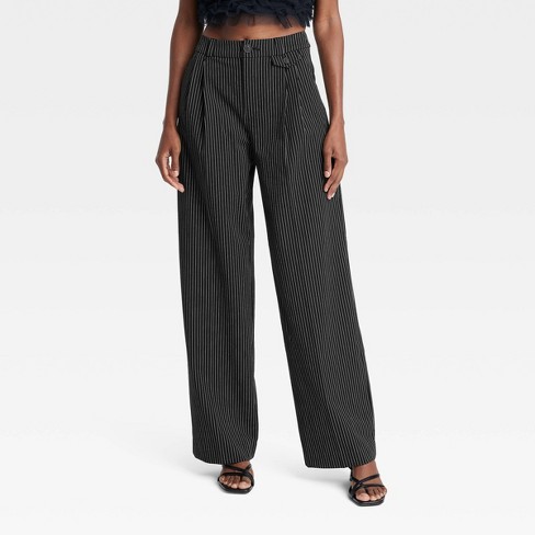 Black pinstripe pants clearance womens