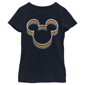 Girl's Disney Mickey Mouse Rainbow Silhouette T-Shirt - 1 of 4