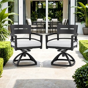 Christopher Knight Home Olivia Modern Aluminum Stable Base Swivel Chairs with Removable Sunbrella Cushions ( Set of 2) - 1 of 4