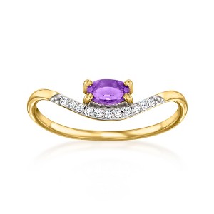 Ross-Simons 0.20 Carat Amethyst Ring With Diamonds in 14kt Yellow Gold Size 7 - 1 of 4