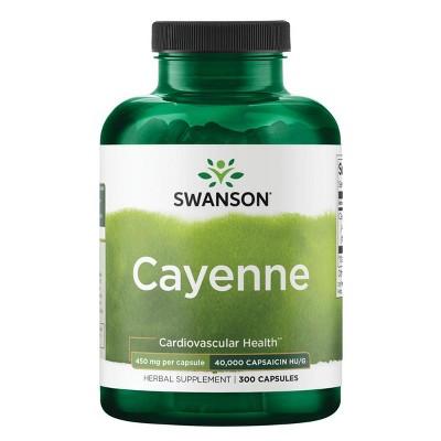 Swanson Herbal Supplements Cayenne - 40,000 Capsaicin Hu 450 mg 300 Caps.