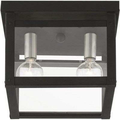 Milford 8" Black and Brushed Nickel Glass Flush Mount
