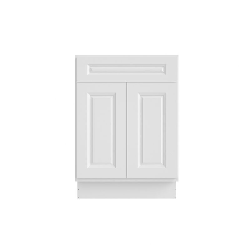 HOMLUX 24 in. W  x 21 in. D  x 34.5 in. H Bath Vanity Cabinet without Top in Raised Panel White, 1 of 6