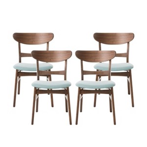 Christopher Knight Home Isador Mid Century Modern Upholstered Rubberwood Dining Chairs (Set of 4) - 1 of 4