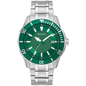 Bulova Men's Classic Silver Stainless Steel Quartz Watch, 44mm, Green Dial - 1 of 4