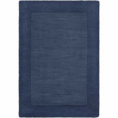 Hauteloom Bordered Solid Ink Blue Wool Rug