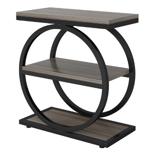 COWLOWN Industrial Narrow End Table with 3 Shelves, Slim Side Table for Small Spaces - 1 of 4